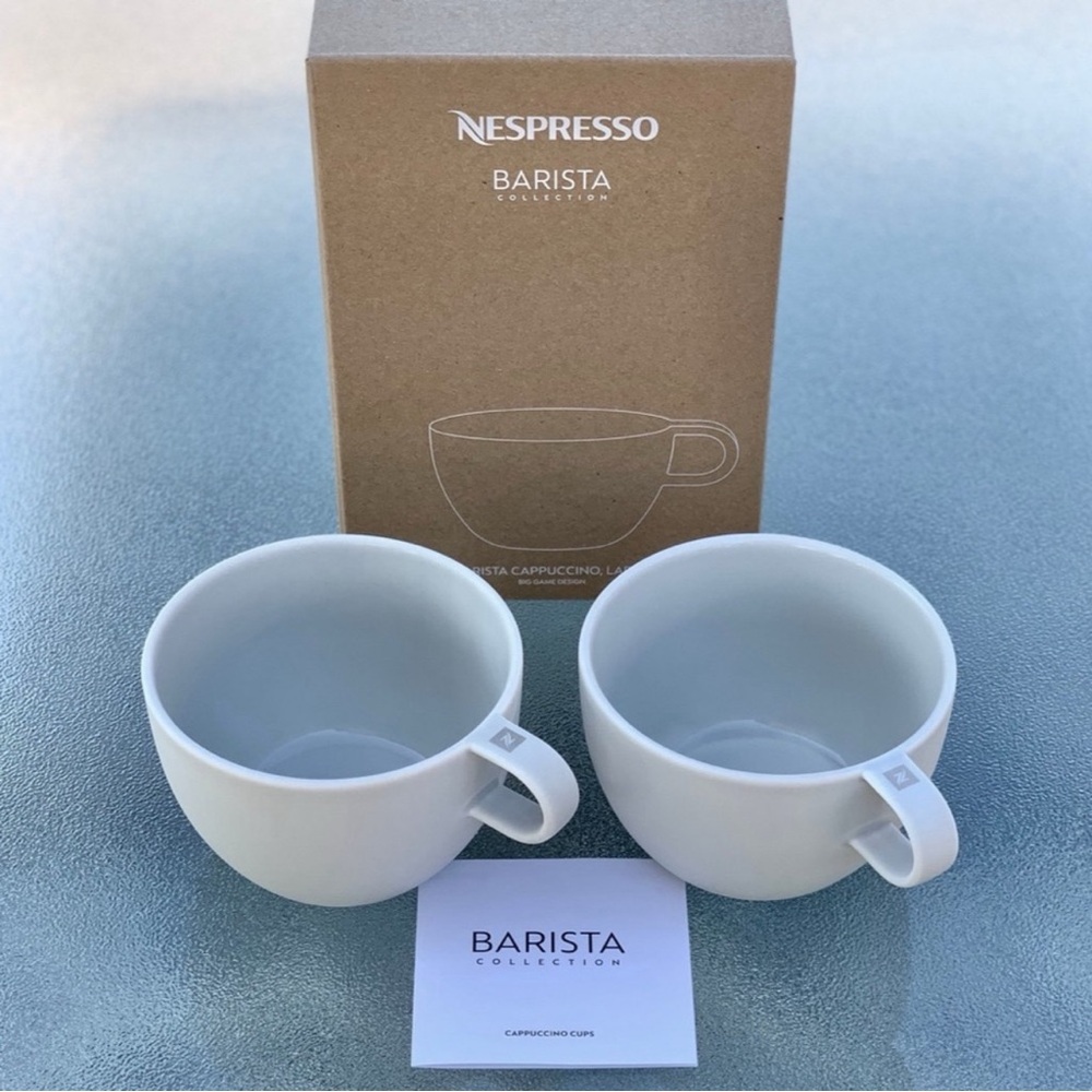 Nespresso Barista Collection Cappuccino Cups Large Set of 2 White Big Game